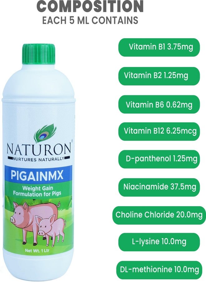 Agron Naturon Pigainmx Liquid Calcium & Weight Gain Supplement for Pigs & Piglets - 1 Litre - Image 4